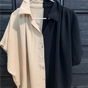 Two-Tone Black and Cream Men's Shirt